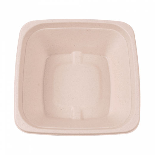 Saladier carré en cellulose naturelle fibre de canne à sucre Naturel - 700 ml - carton de 400 unités