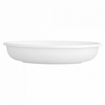 Assiette creuse ovale en cellulose naturelle fibre de canne à sucre - Blanc - 20 cm - carton de 300 unités