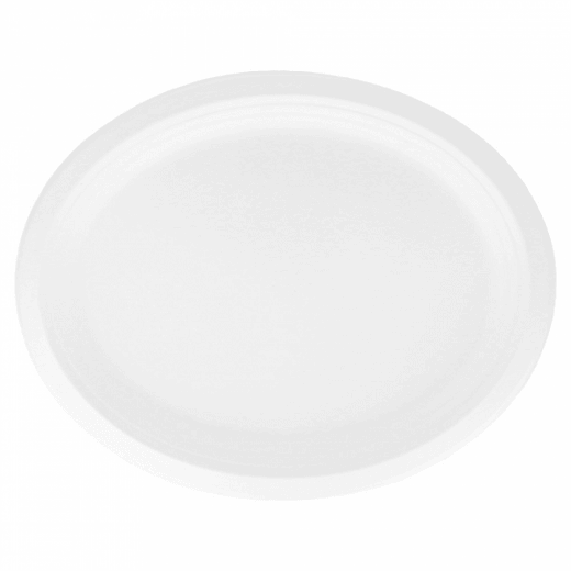 Assiette ovale en cellulose naturelle fibre de canne à sucre - Blanc - 31.8x25.5x2.2 cm - carton de 600 unités