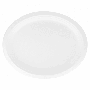 Assiette ovale en cellulose naturelle fibre de canne à sucre - Blanc - 31.8x25.5x2.2 cm - carton de 600 unités