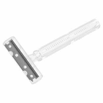 Rasoir transparent 10 cm en sachet individuel en PEHD - Pack de 100 unités