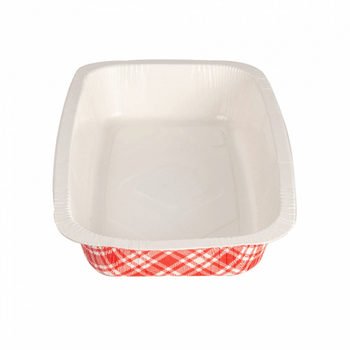 Barquette thermoscellable vichy en carton Gastronorm 1/4 - 1210 ml - carton de 400 unités