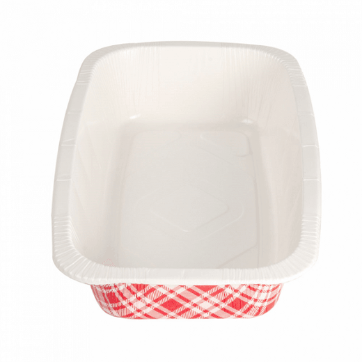 Barquette thermoscellable vichy en carton Gastronorm 1/4 - 1450 ml - carton de 360 unités