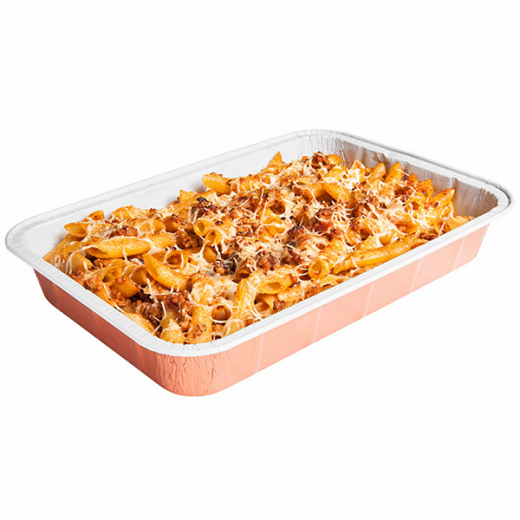 Barquette rectangulaire en aluminium laqué micro-ondable - 2450 ml - 31.4x21x4.7(h)cm - Pack de 50 unités