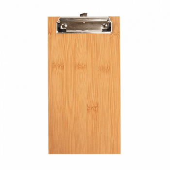 Planche porte menu 1/3 A4 en bambou avec clip - pack de 10 unités