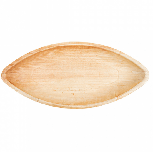 Barquette Canoë ovale en feuille de palmier 30x13x5.5(h) cm - carton de 200 unités