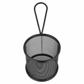 mini friteuse ronde epoxy noir de présentation pour frites ou autres - Diam 9x8.5 (h)cm - Pack de 6