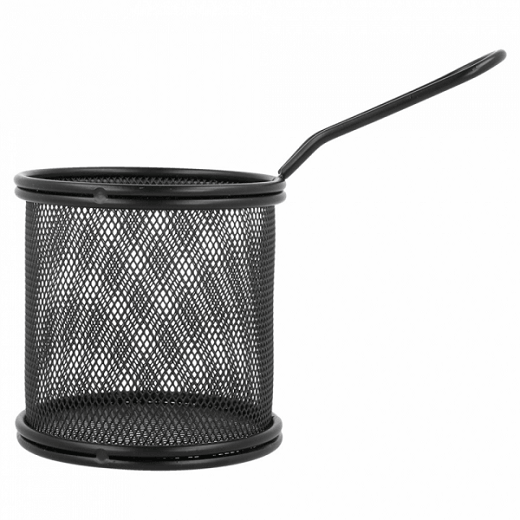 mini friteuse ronde epoxy noir de présentation pour frites ou autres - Diam 9x8.5 (h)cm - Pack de 6