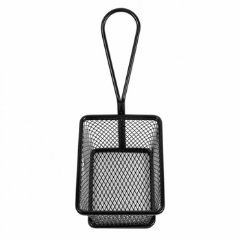 mini friteuse 1 portion de présentation epoxy noir pour frites ou autres - 10x9x6(h)cm - Pack de 6