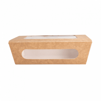 Boite salade en carton avec fenêtre 700 ml - 16 x 12 x 5 cm - carton de 200 unités