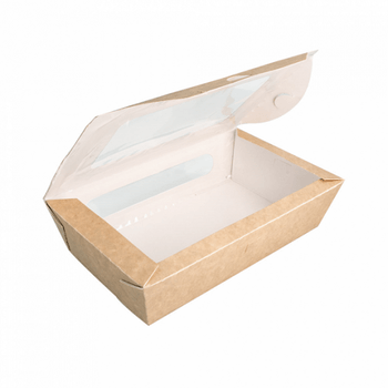 Boite salade en carton avec fenêtre 900 ml - 20 x 12 x 5 cm - carton de 200 unités