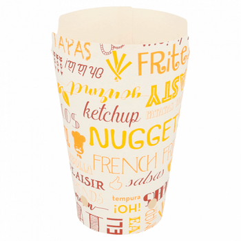 Gobelet à frites avec fermeture rabattable en carton Parole 480 ml - pack de 50 unités