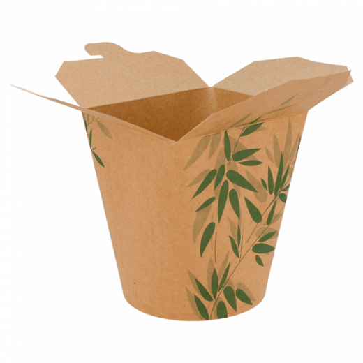 Pot en carton avec fermeture croisillon pour pâtes Feel Green 960 ml - pack de 50 unités