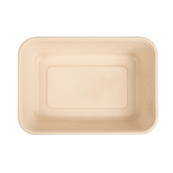 Boîte repas à emporter avec couvercle en cellulose naturelle fibre de canne à sucre  -Naturel - 19.3x13.5 cm- carton de 400 unités