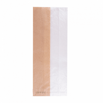 Sachet Kraft avec fenêtre latérale transparente biodégradable 12+6x30 cm  - pack de 250 unités