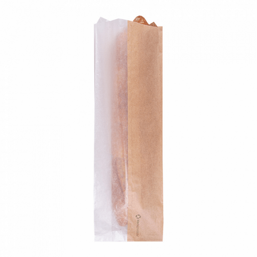 Sachet Kraft avec fenêtre latérale transparente biodégradable 12+6x38 cm - pack de 250 unités