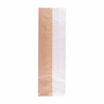 Sachet Kraft avec fenêtre latérale transparente biodégradable 12+6x38 cm - pack de 250 unités