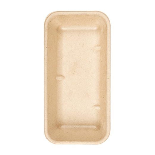 Plateau 500 ml en cellulose naturelle fibre de canne à sucre  - Naturel - 20.9x10.7x3.5 cm- carton de 400 unités