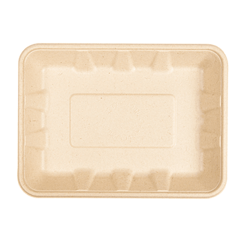 Plateau 700 ml en cellulose naturelle fibre de canne à sucre  - Naturel - 23.7x17.3x3 cm- carton de 400 unités