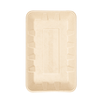 Plateau 700 ml en cellulose naturelle fibre de canne à sucre  - Naturel - 27x16.7x2.6 cm- carton de 400 unités