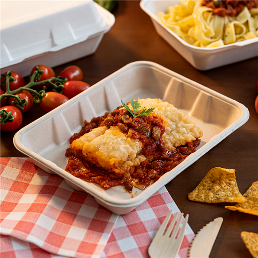 Plateau 1000 ml en cellulose naturelle fibre de canne à sucre  - Naturel - 22x16.5x4.7 cm- carton de 400 unités