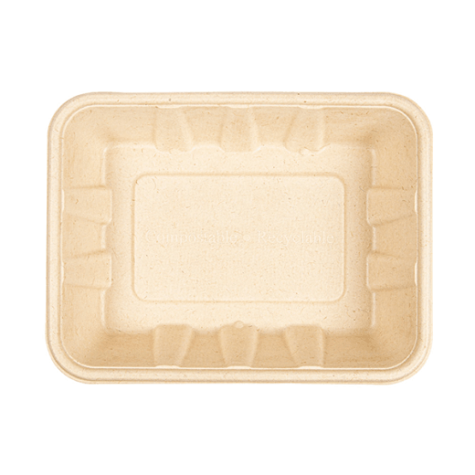 Plateau 1000 ml en cellulose naturelle fibre de canne à sucre  - Naturel - 22x16.5x4.7 cm- carton de 400 unités