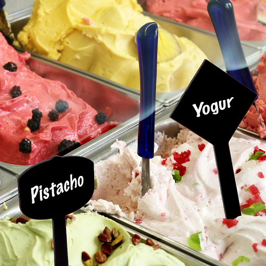 Pique en bois 21,5 cm avec ardoise en forme plaque 9,6x7cm - pack de 30 unités