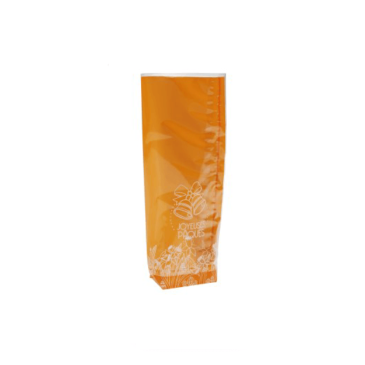 Sachet avec fond PP CLOCHE ORANGE (PÂQUES) 100 x 220 mm - carton de 1000 unités
