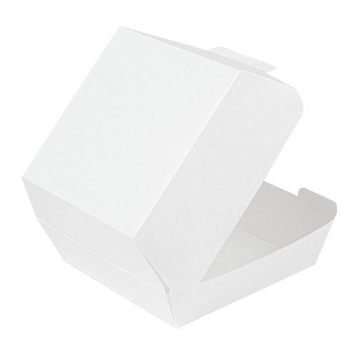 Coque burger standard en carton nano-micro BLANCHE 13x12.5x6.2 cm - carton de 450 unités
