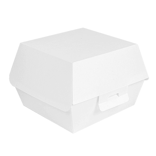 Coque burger jumbo en carton nano-micro BLANCHE 13x12.5x9 cm - carton de 500 unités