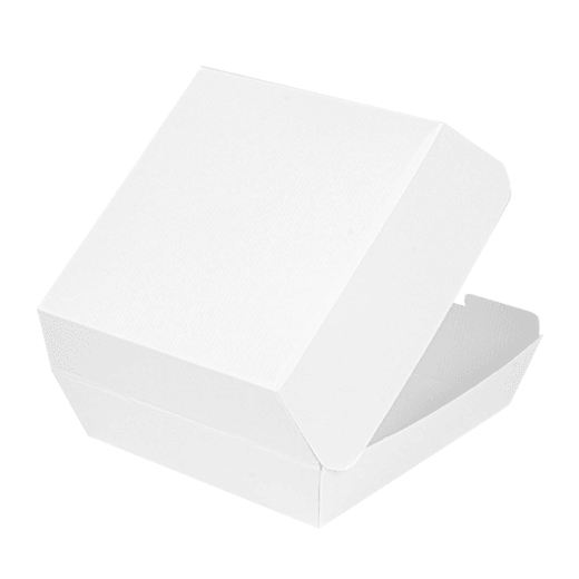 Coque burger large en carton nano-micro BLANCHE 14x13.7x6.1 cm - carton de 500 unités