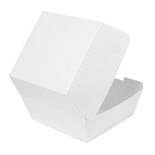 Coque burger large haute en carton nano-micro BLANCHE 14.4x13.6x9.2 cm - carton de 500 unités