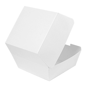 Coque burger large haute en carton nano-micro BLANCHE 14.4x13.6x9.2 cm - carton de 500 unités