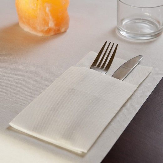 Serviette kangourou 2 plis 40x40cm BLANCHE - Paquet de 50 unités