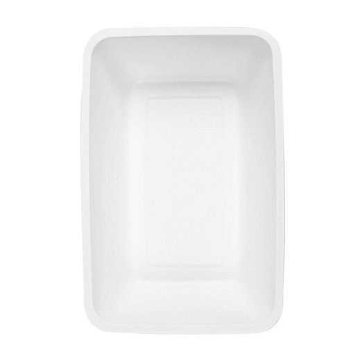 Barquette 800 ml en cellulose naturelle fibre de canne à sucre  -Blanc - 20.3x13.6x5 cm- carton de 500 unités