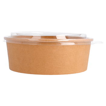 Combo boîte à salade en carton KRAFT 1300 ml et couvercle en PET - pack de 25 unités