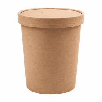 Récipient en carton double paroi avec couvercle KRAFT neutre 960 ml - paquet de 25 unités