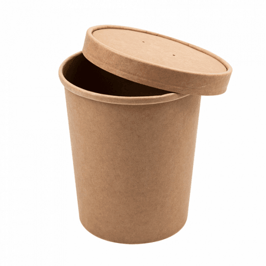 Récipient en carton double paroi avec couvercle KRAFT neutre 960 ml - paquet de 25 unités