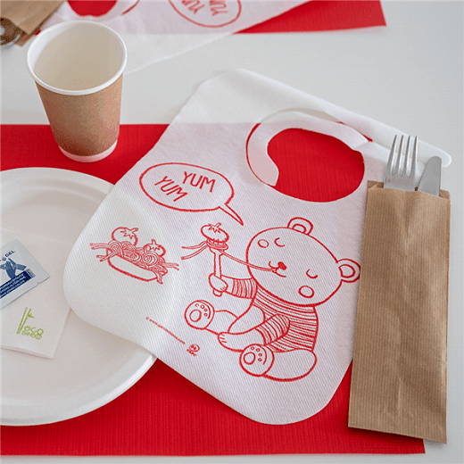 Bavoirs pour enfants Voie sèche 50g/m²  - Paquet de 100 unités