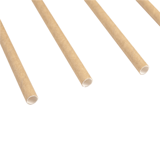 Paille kraft en sachet individuel en PAPIER recyclable 0.8 x 20 cm - carton de 3000 pailles
