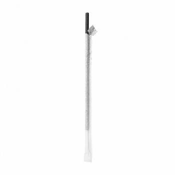 Paille droite en sachet individuel noires en PAPIER recyclable 0.6 x 21 cm - paquet de 250 pailles