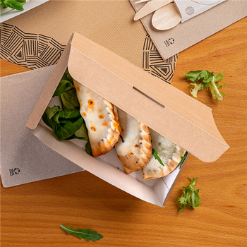Lunch Box en carton nano-micro Marron 20.5x14.6x5cm - carton de 360 unités