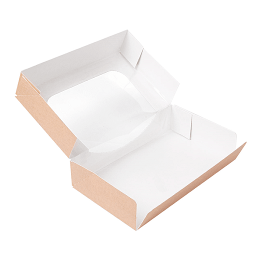 Boîte KRAFT en carton nano-micro pour macarons ou sushi avec fenêtre 20x12x4.5cm - carton de 400 unités