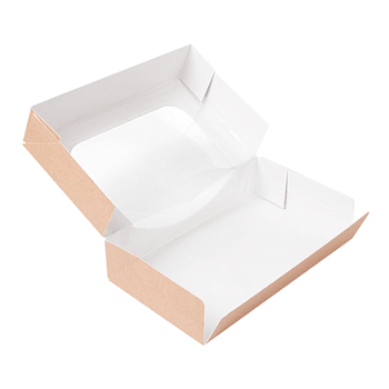 Boîte KRAFT en carton nano-micro pour macarons ou sushi avec fenêtre 20x12x4.5cm - carton de 400 unités