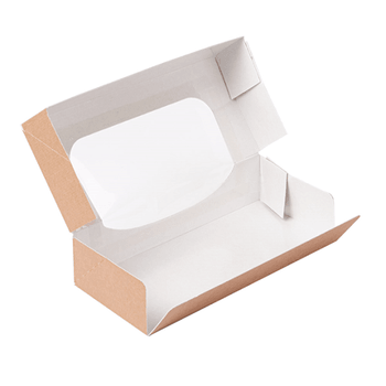 Boîte KRAFT en carton nano-micro pour macarons ou sushi avec fenêtre 19.7x9x4.5cm - carton de 400 unités