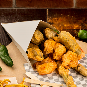 Cornet pour frites ou churros BLANC en carton ondulé nano-micro 100g - carton de 1600 unités