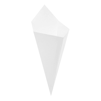 Cornet pour frites ou churros BLANC en carton ondulé nano-micro 250g - carton de 1200 unités