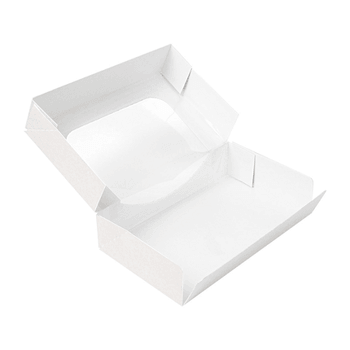 Boîte BLANCHE en carton nano-micro pour macarons ou sushi avec fenêtre 20x12x4.5cm - carton de 400 unités