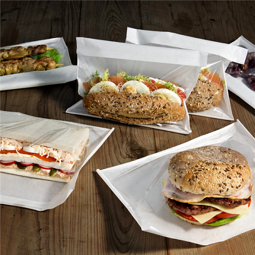 Sachet autoadhésif avec grande fenêtre transparente 28x22/20 cm  - pack de 500 unités