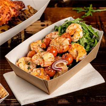 Barquette à frites carton ondulé MARRON nano-micro 2400g - 17 x 9.7 x 6.3 cm - paquet de 100 unités